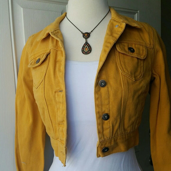 mustard colored jean jacket